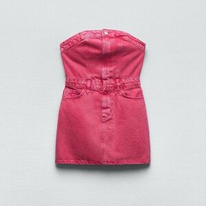 Zara pink denim mini dress